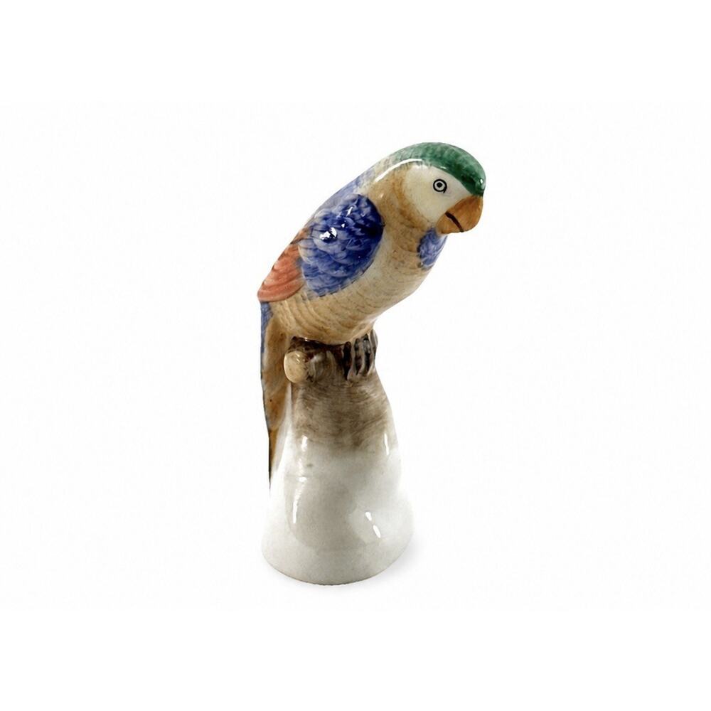 Herend Hungary Porcelain Parrot Figurine Hand Painted Bird 2.5”